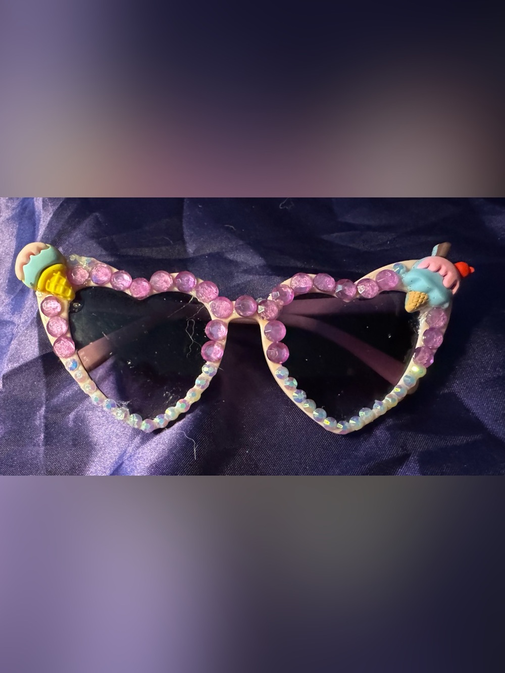 Pink Beaded heart shaped Sunglasses - Women's Accessories